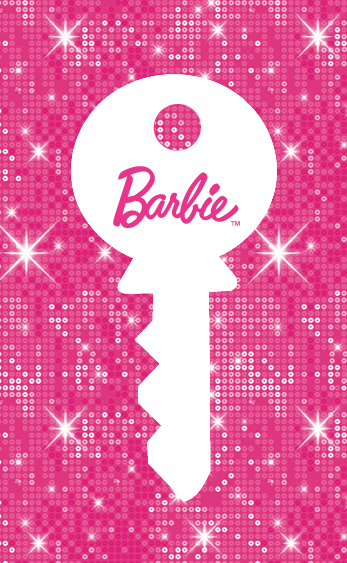a pink poster with the word barbie on it