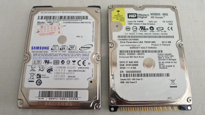 two hard drives that are sitting on top of each other