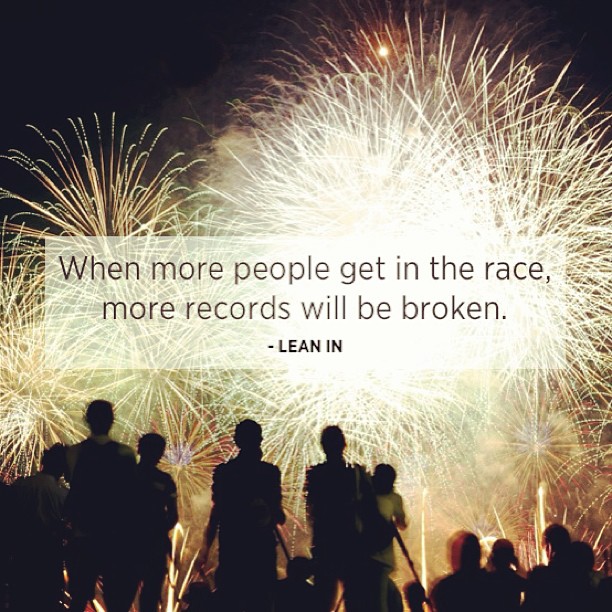fireworks with a quote that reads, when more people get in the race, more records will be broken