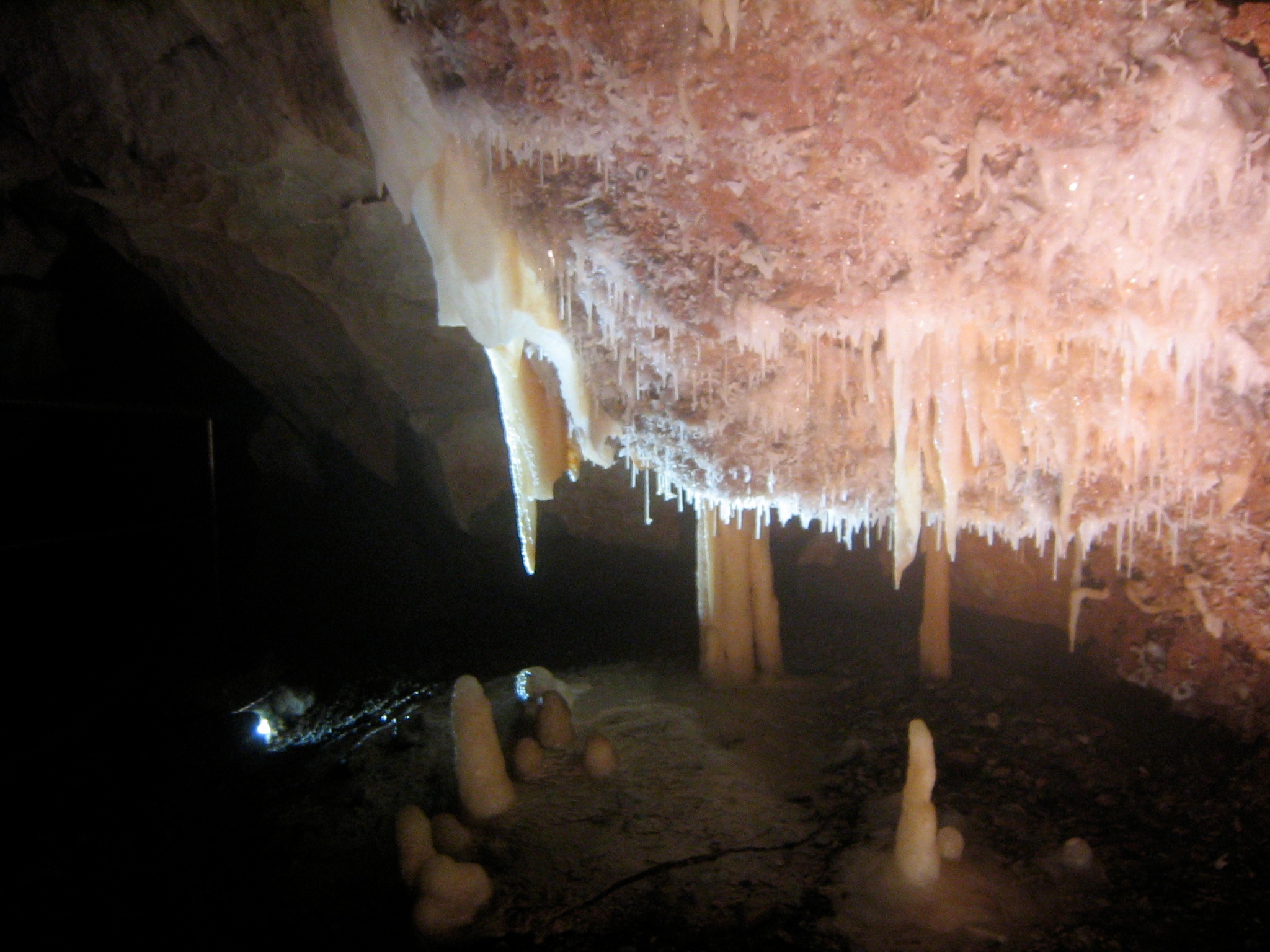 the caves are filled with icicles of ice