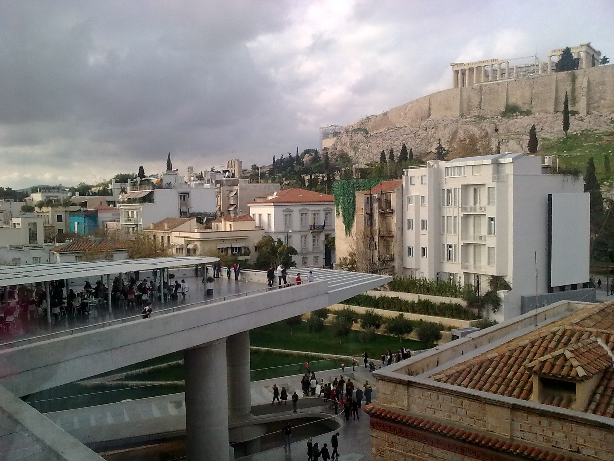 the view from an upper floor of a building of some sort