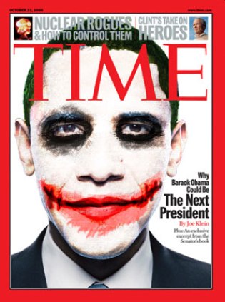the front cover of time magazine featuring a man with red clown's make - up