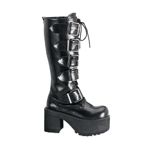 woman's black lace - up boots with spikes on the side