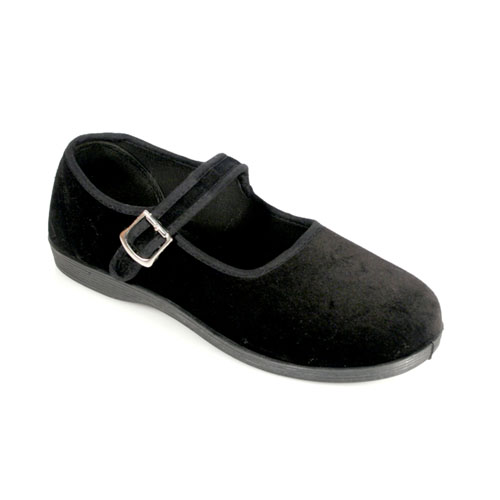 a pair of black shoes with a silver buckle