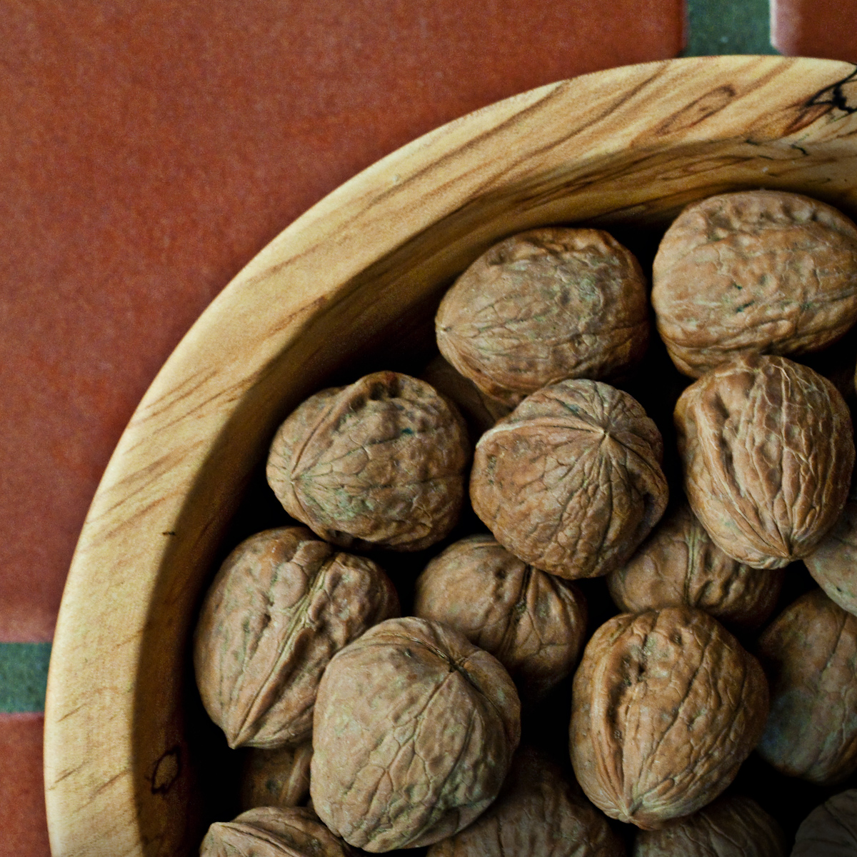 a close up s of a walnut bowl