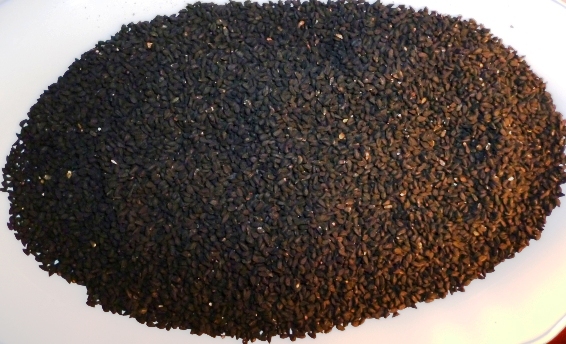 black seed sprouts arranged in white plate on brown table