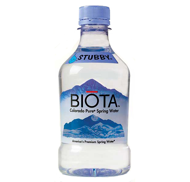 a bottle of stuburn's biota water on a white background