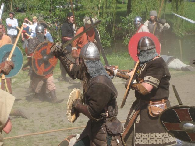 the knights are fighting in an open field