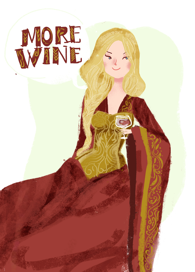 a woman holding a cup of wine with a message