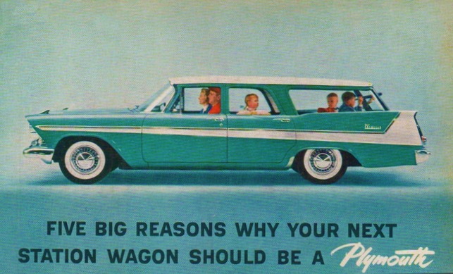 a blue and white car with the words five big reason why your next station wagon should be