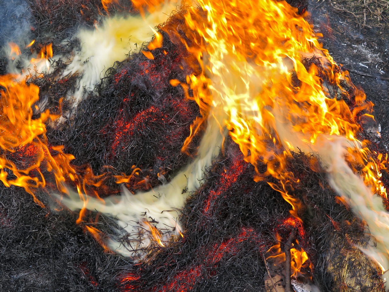 a firefighter has made a huge fire with his hands