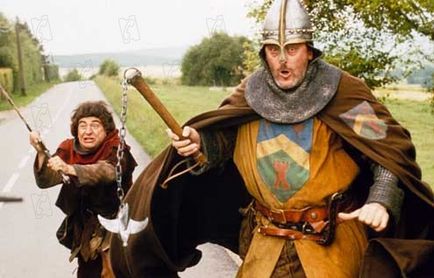 two men dressed up in medieval costumes