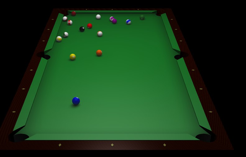 the 3d view of a green pool table