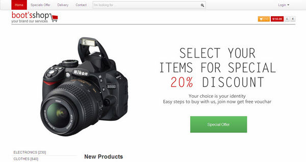 a camera with the words select your items for special prices