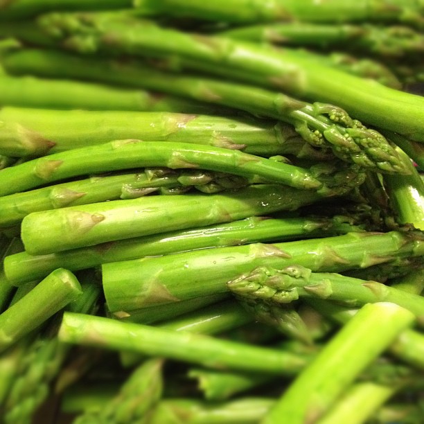 some asparagus are ready to eat in the dish