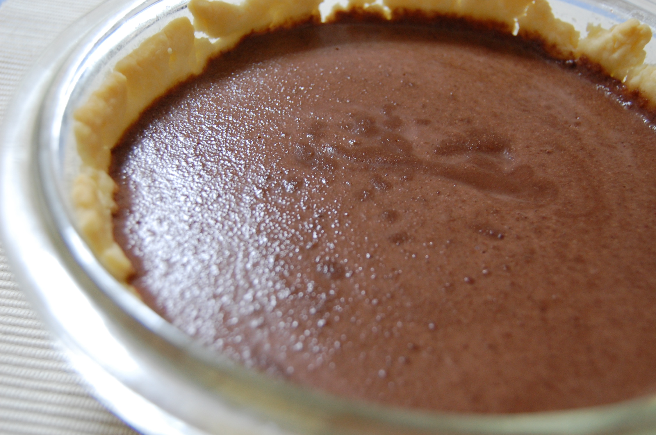 a chocolate pie sitting on top of a table