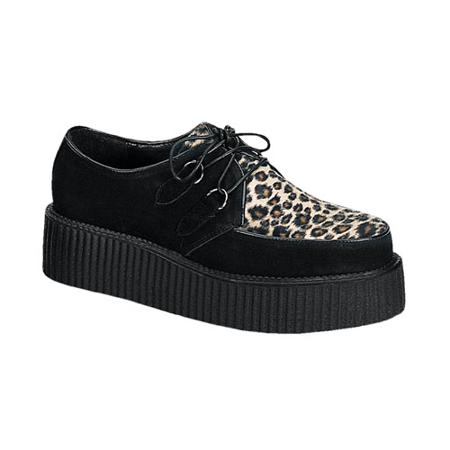 women's platform shoes with leopard pattern and chunk heel