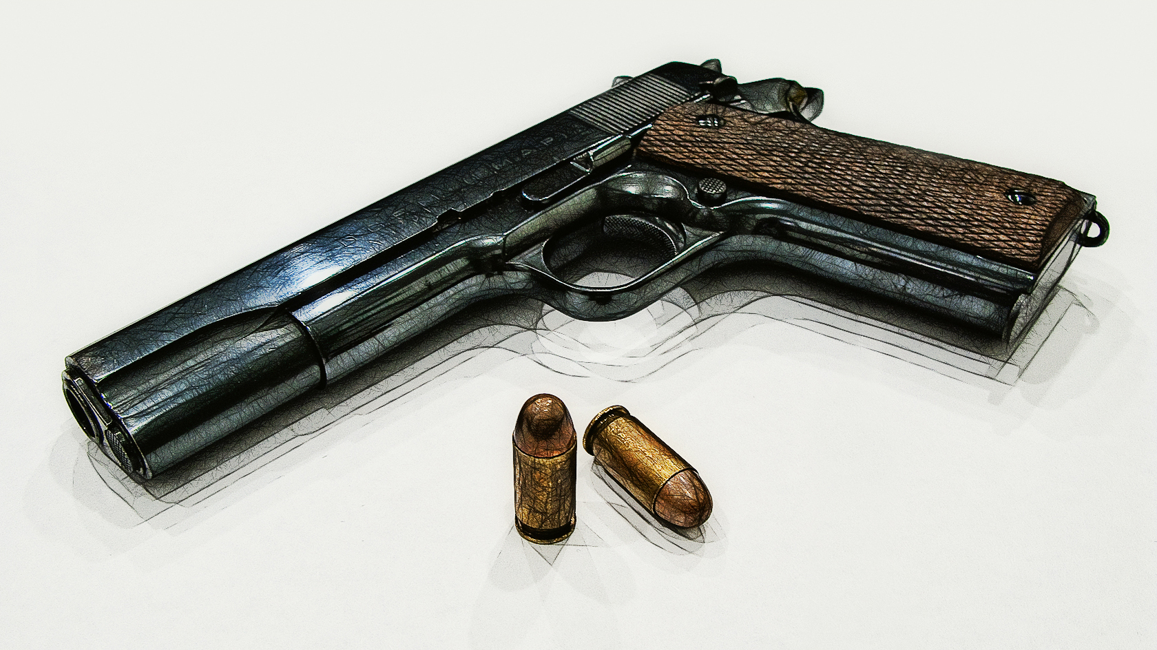 a close up of a gun with bullet