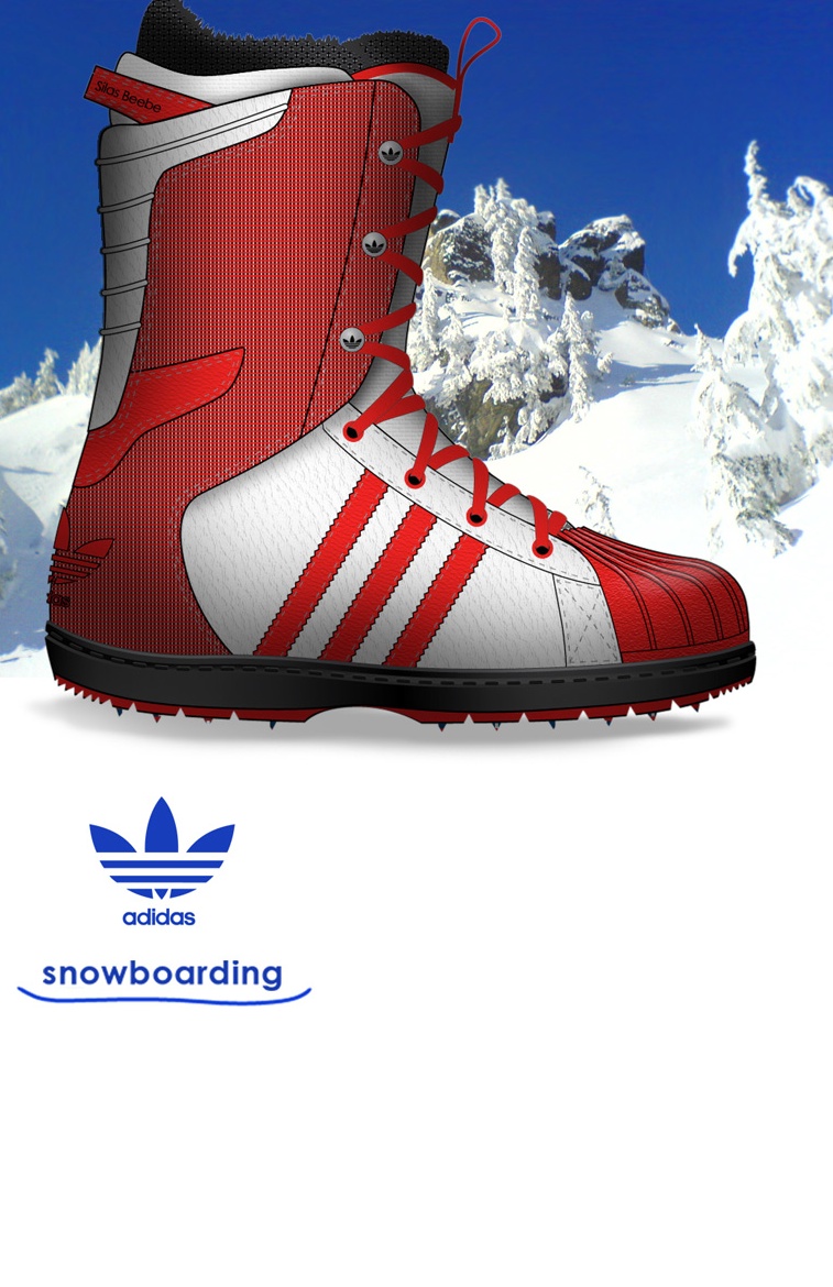 a digital drawing of snowboard shoes in the snow