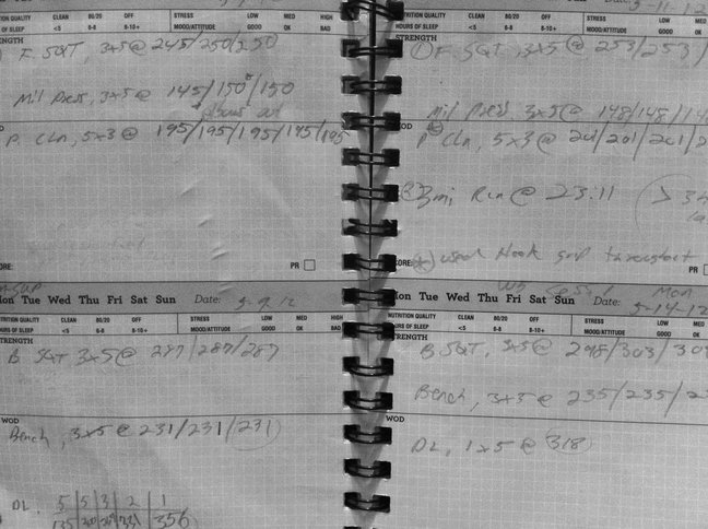 a notebook showing some data in black and white