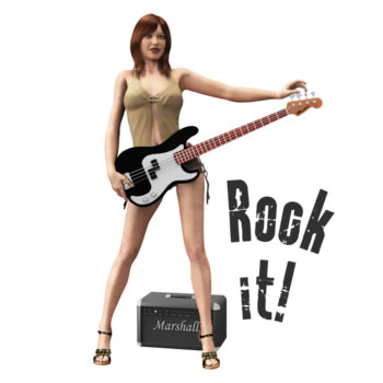a woman with a guitar is playing a rock music video game