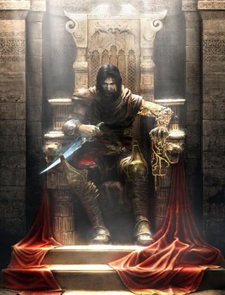 a man sitting on a throne in a castle