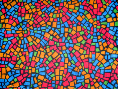 an artistic abstract colorful design that appears to be made with colored squares