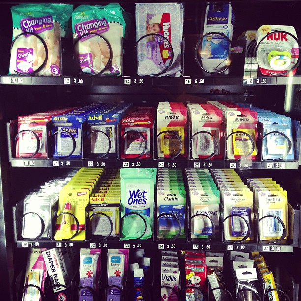 an image of a vending machine with many types of items on it