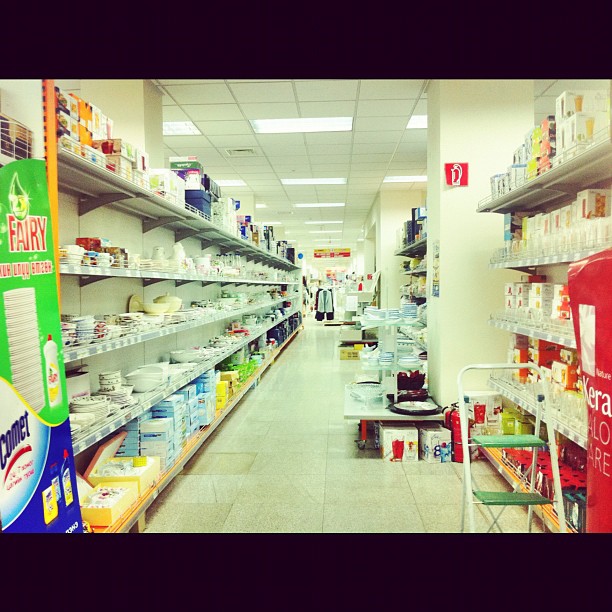 inside a supermarket store with products for sale