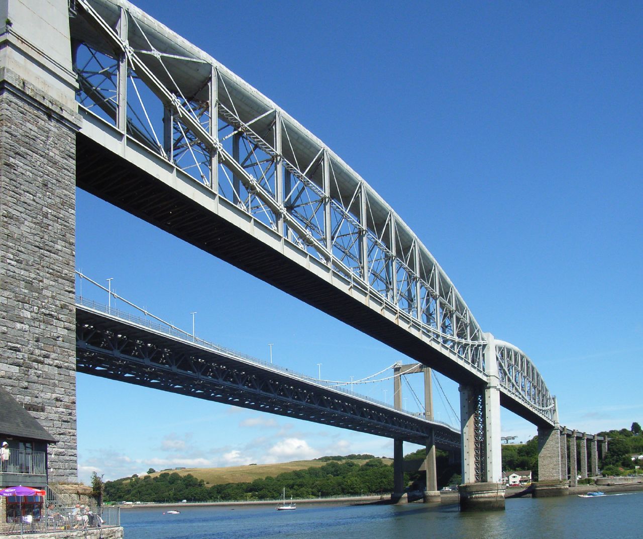 the bridge spanning over a body of water