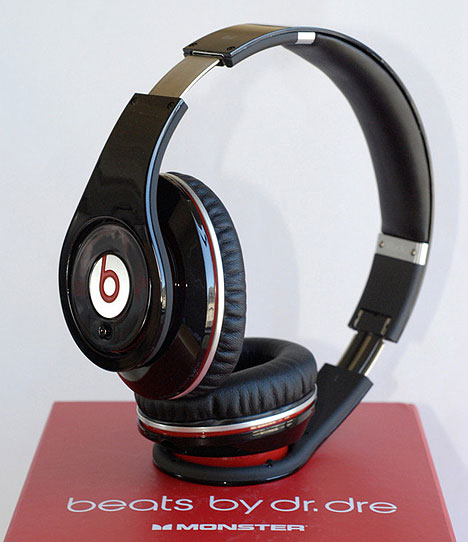 a pair of beats by dre headphones on display