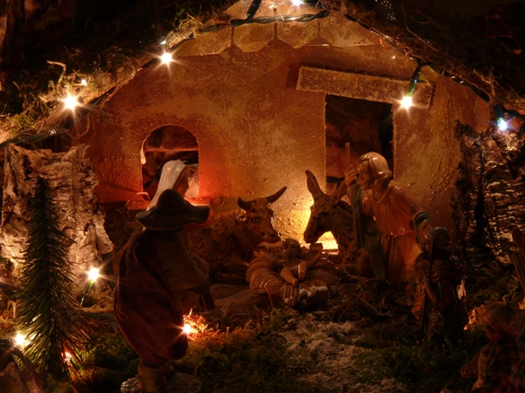 a nativity scene depicting the birth of jesus
