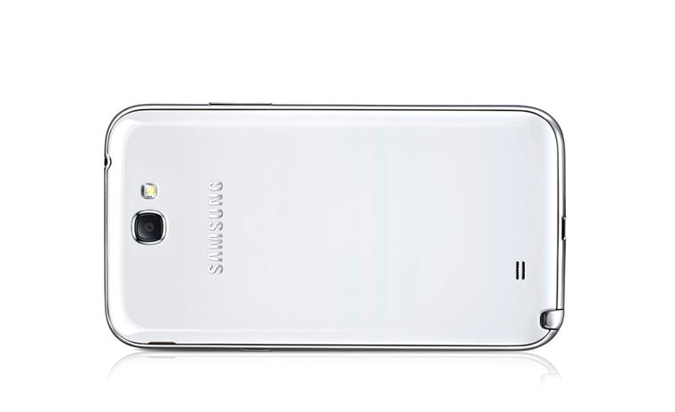 a cell phone on white with reflection of a company logo