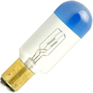 a close up view of a lampbulb with blue light on it