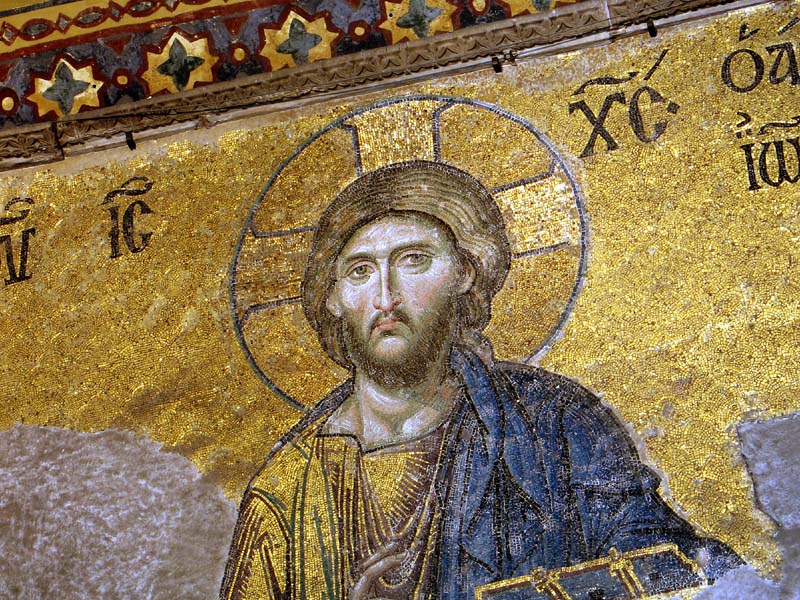 mosaic depicting christ in the main sanctuary