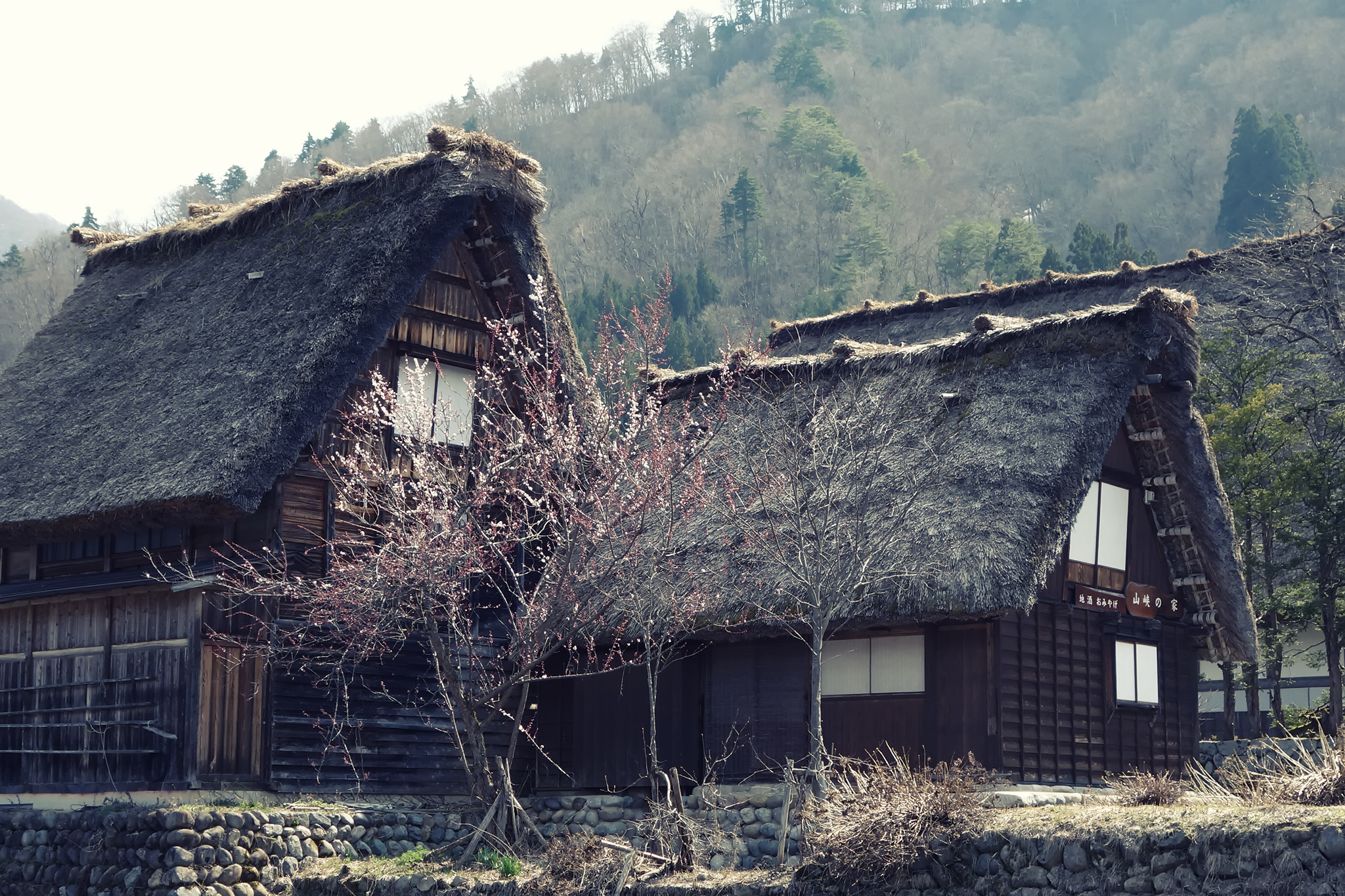 an old house made of wood with thatched roof