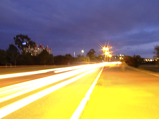 long exposure pograph of the lights in the road