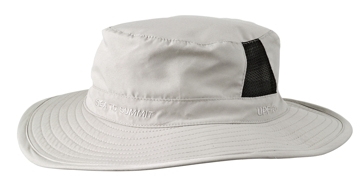 a white hat with a black stripe