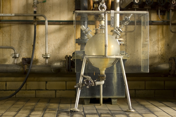 a robot designed steampunk in a machine room