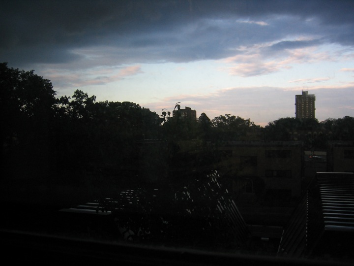 view from the roof of a building towards the sky