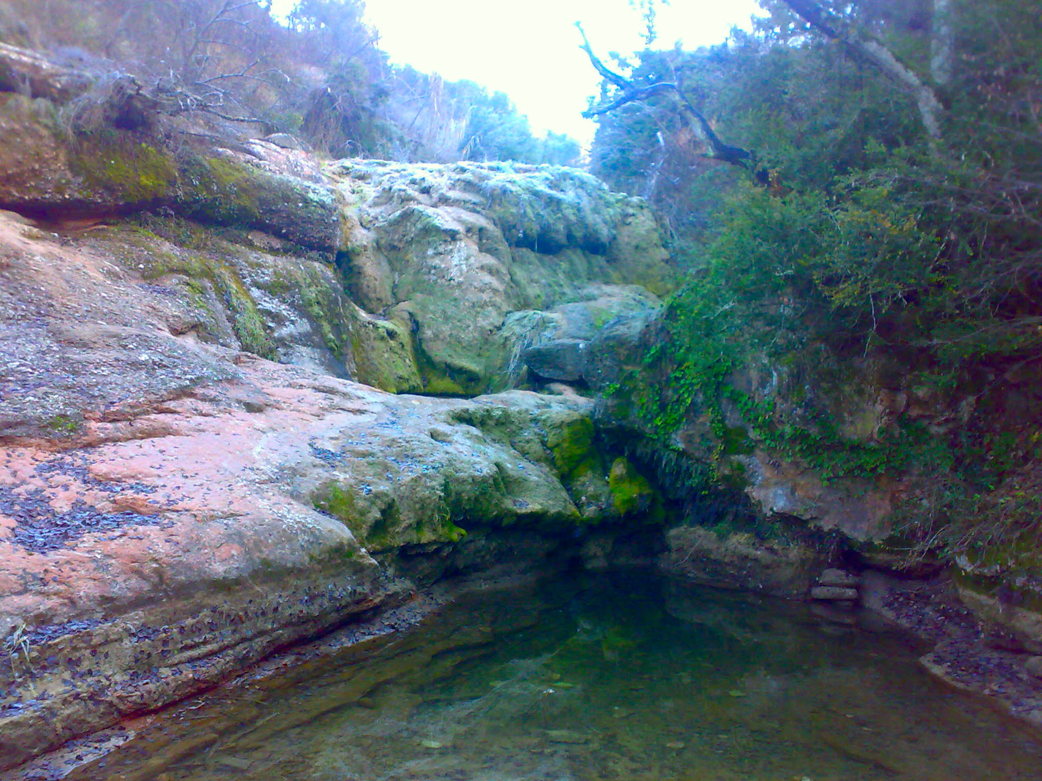 a pool of water at a canyon side