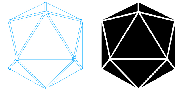 a drawing of an object that is geometric and a drawing of the shape of the object