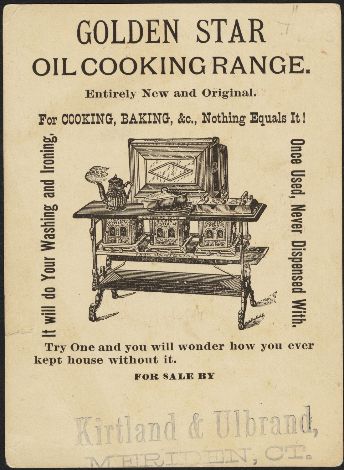 an advertit from a kitchen store featuring old stoves