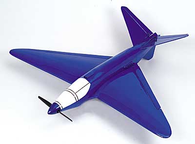 a blue airplane with propellers is shown from the side