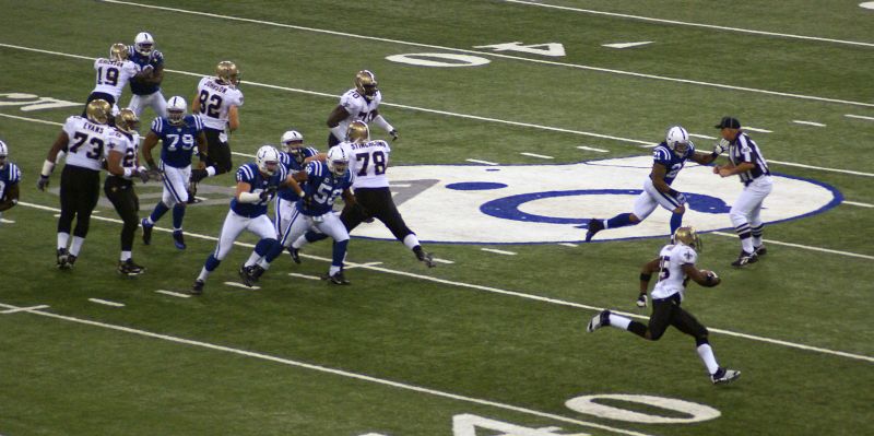 an overhead view of a football player running
