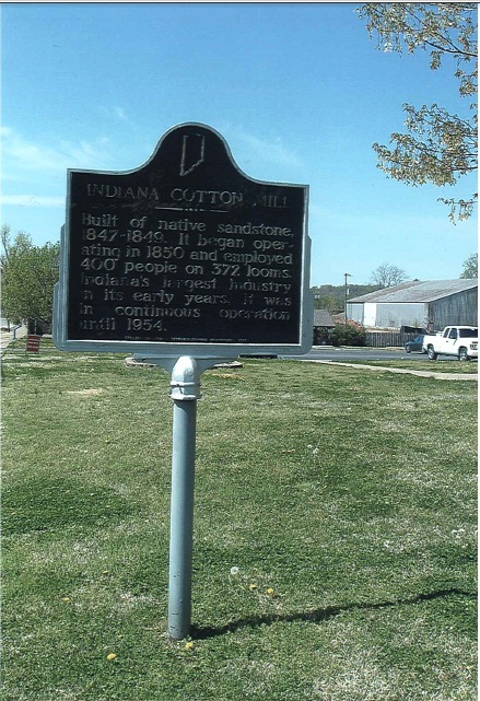 the sign for indiana cotton mill located on the lawn