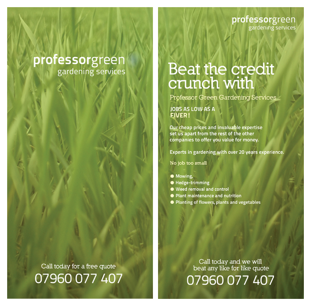 two business flyers with green grass in the background