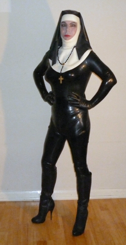 a woman in a full body bodysuit standing