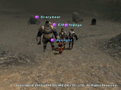 a screens of a video game character being surrounded by a bunch of characters