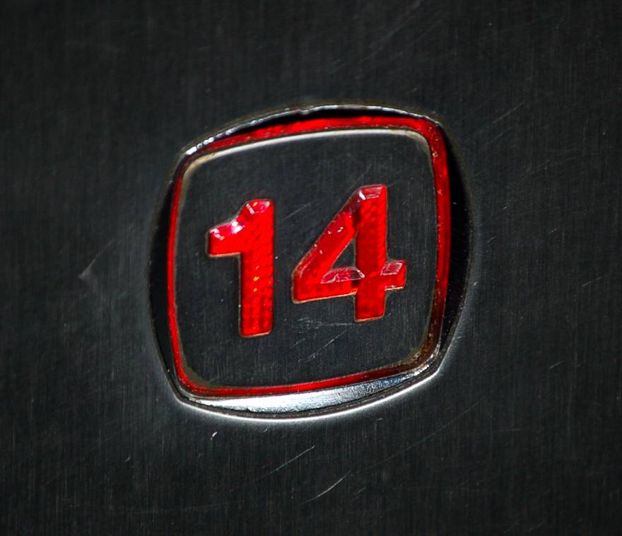 the number fourteen appears to be the number four of a car